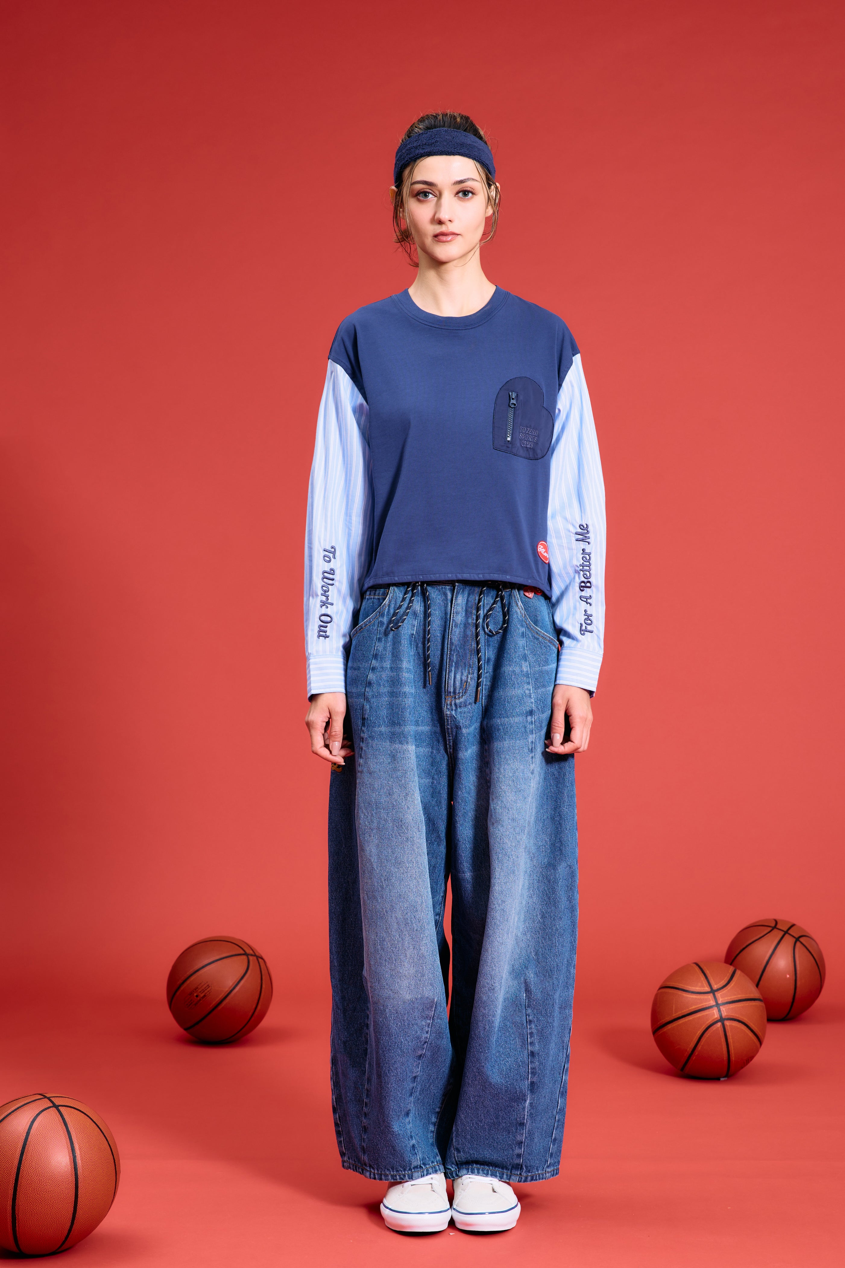 TO ZERO 'TZ VARSITY ' 繭桶形牛仔褲