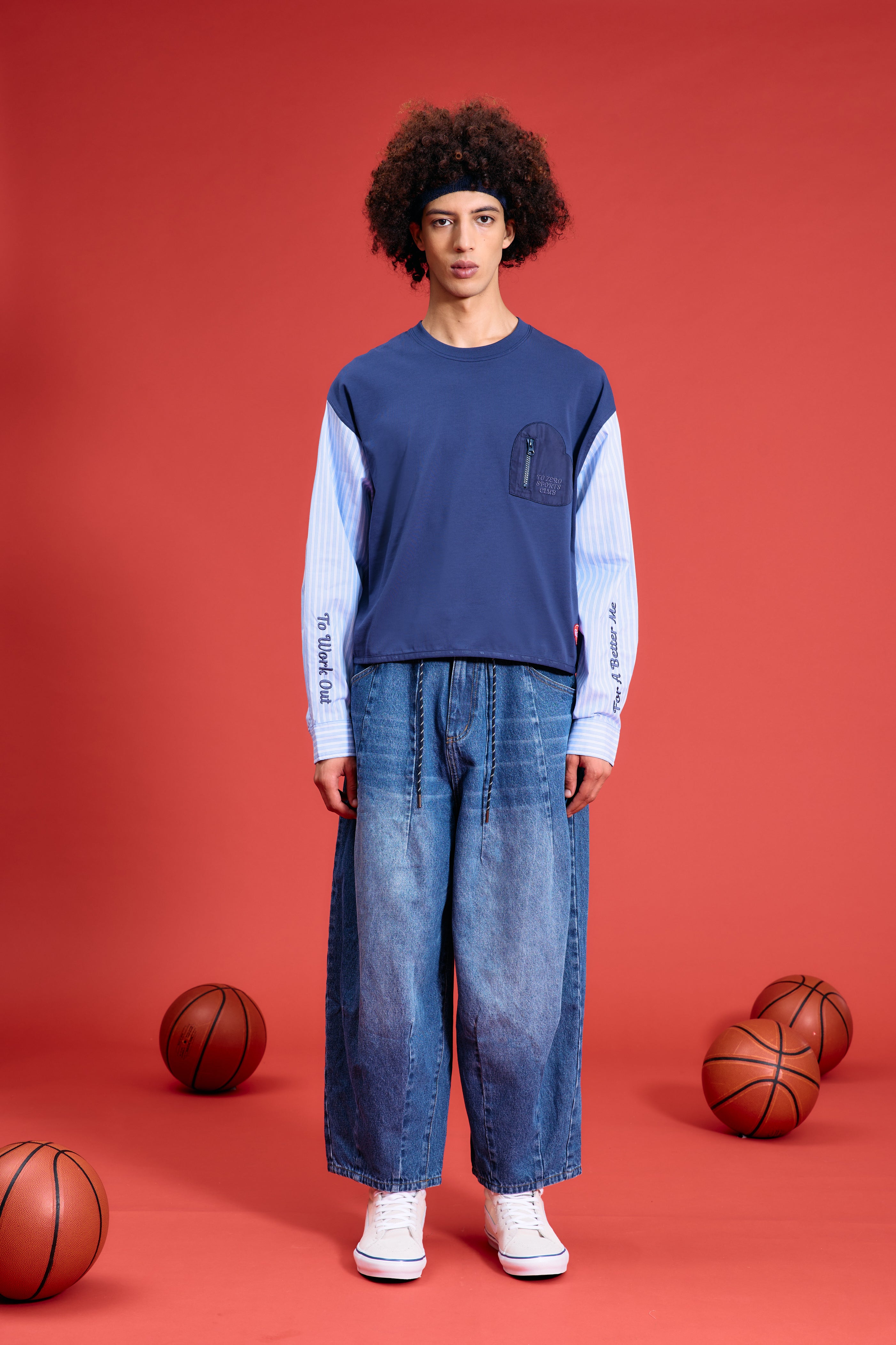 TO ZERO 'TZ VARSITY ' 繭桶形牛仔褲