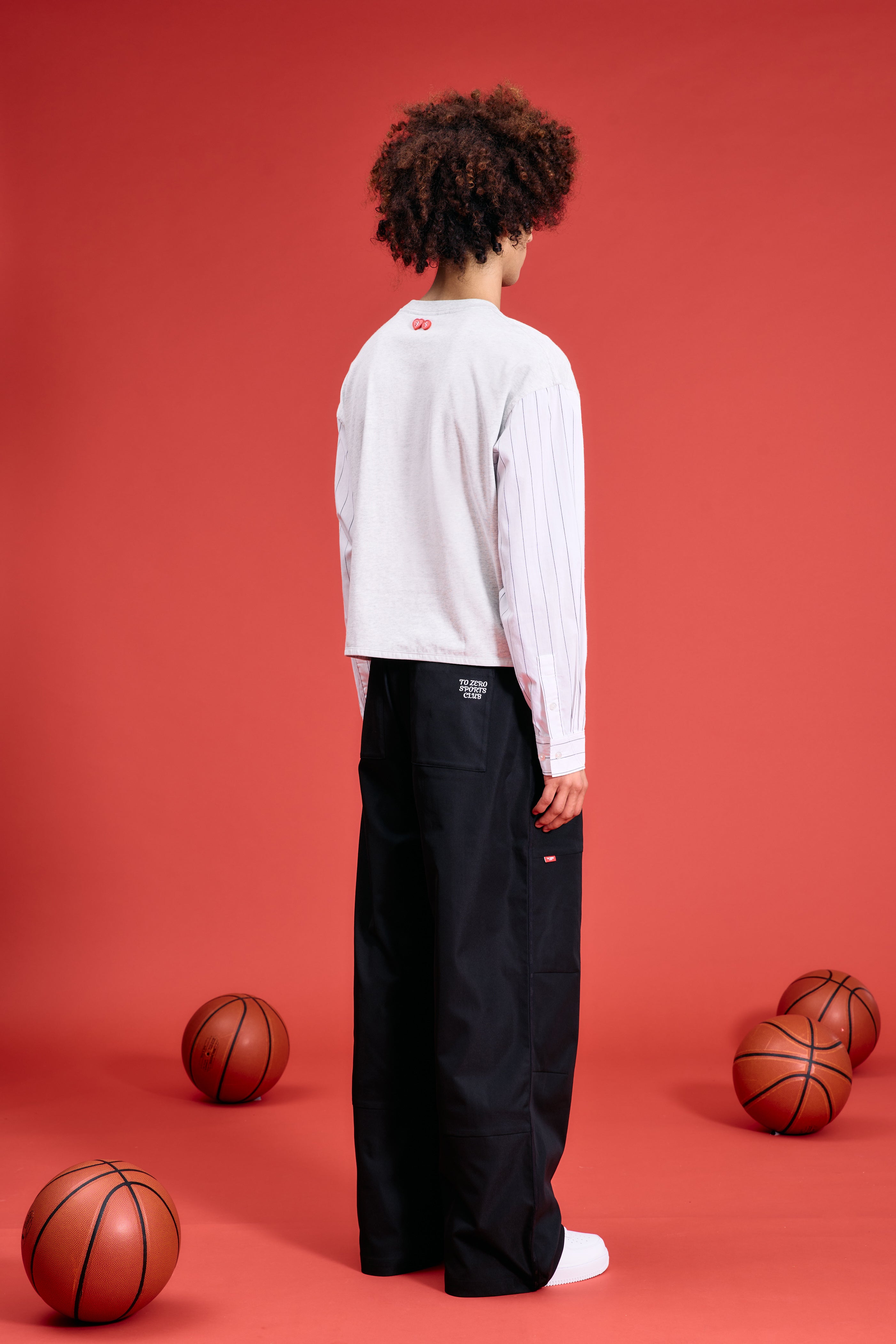 TO ZERO 'FOR A BETTER ME' PATCH POCKET CONTRASTING SLEEVES TOP ( HEATHER GREY )