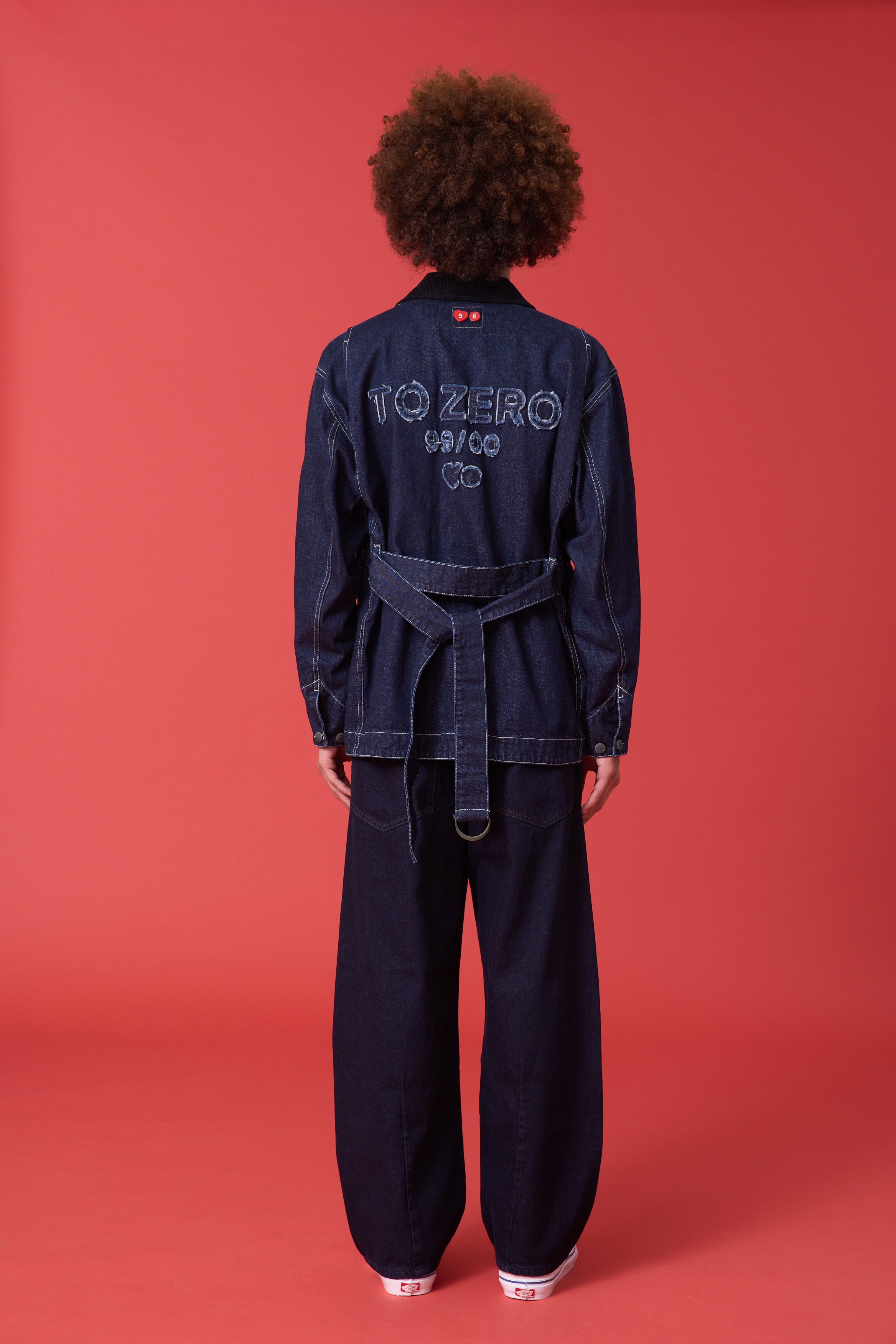 'TO ZERO 99/00' CONTRAST COLLAR WORKER JACKET (DARK BLUE DENIM)