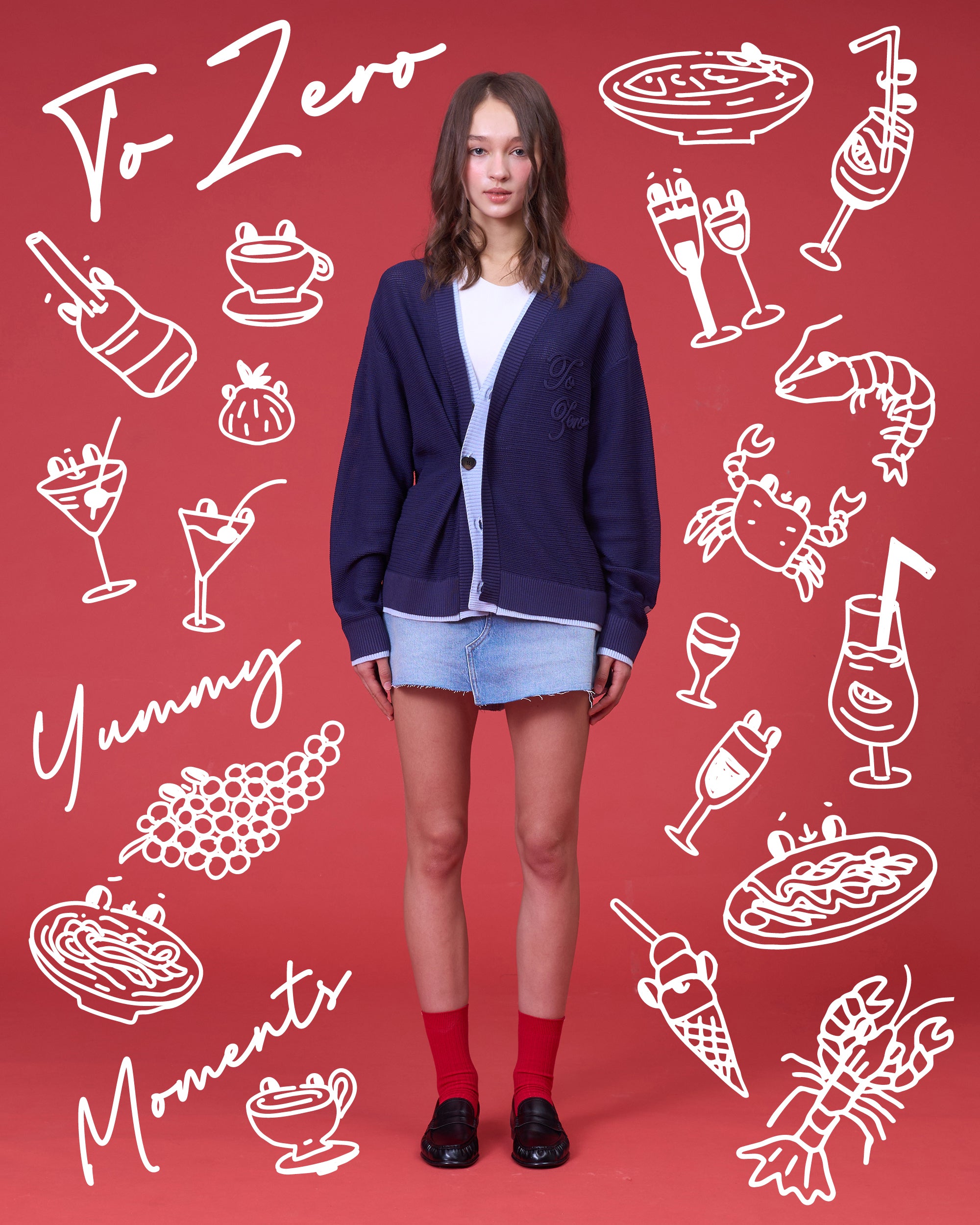 'PARFAIT PERFECTION' CONTRAST CARDIGAN (NAVY)