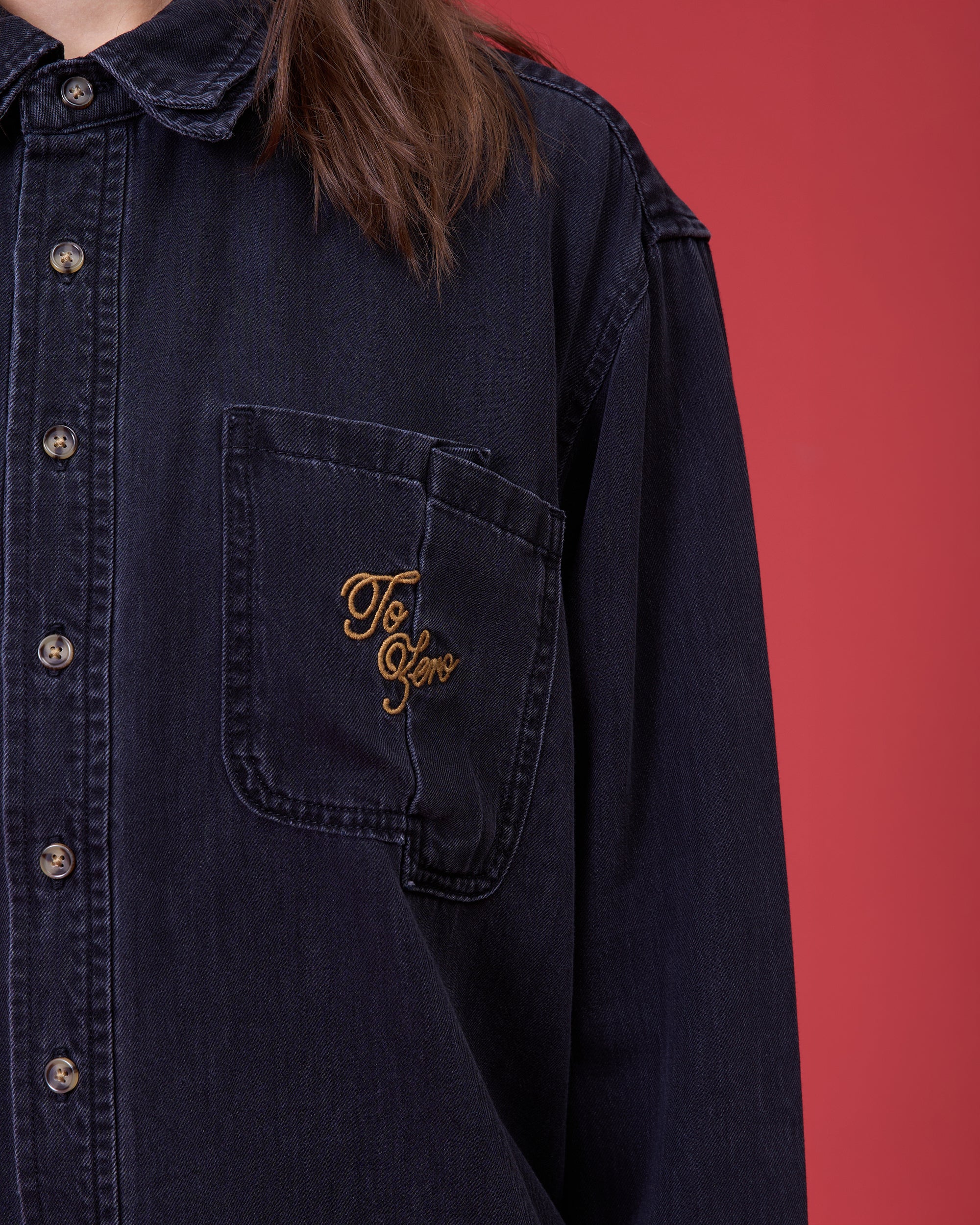 'THE DOUBLE-DECKER' DENIM SHIRT (WASHED BLACK)