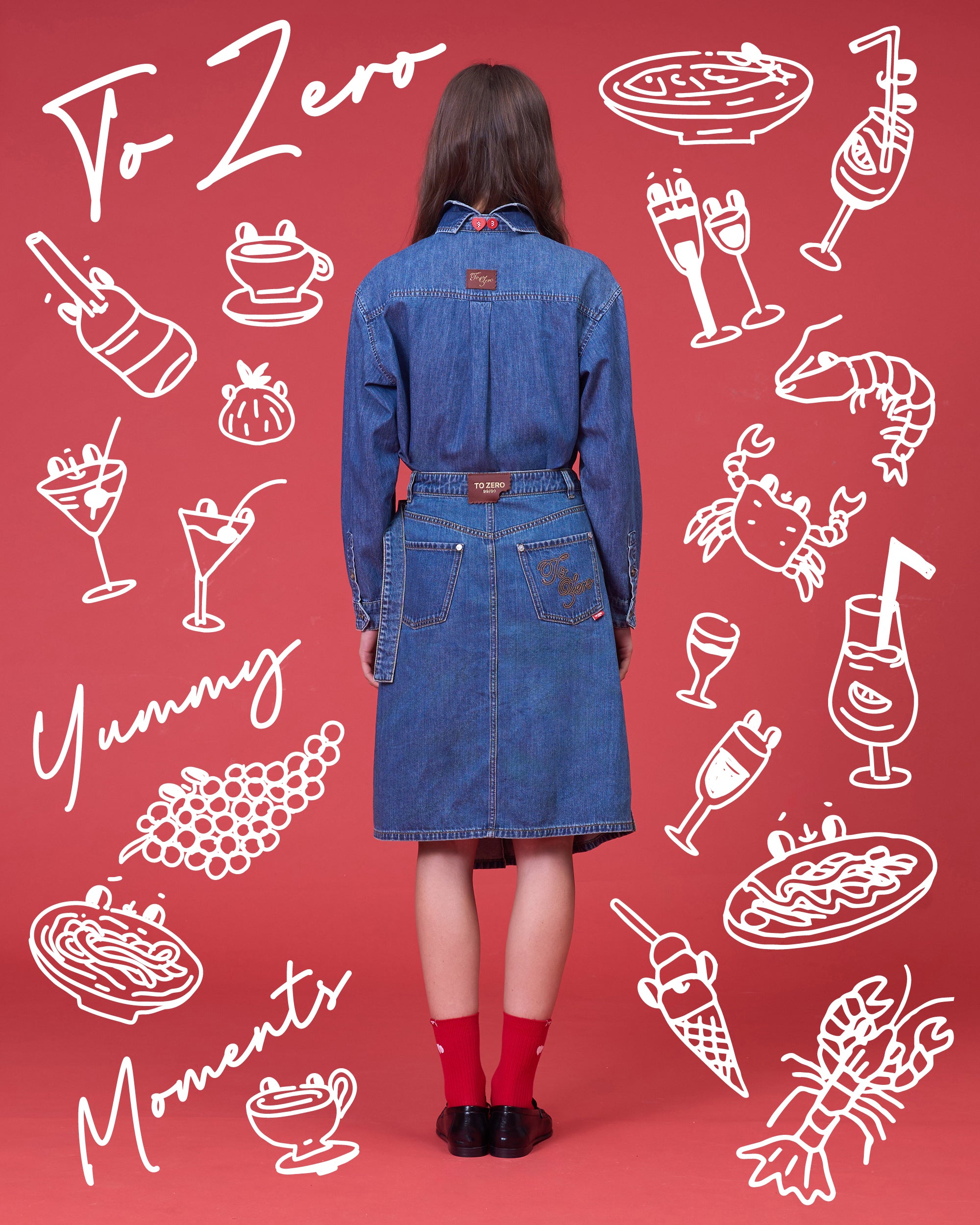 'WRAP IT TO GO' PLEATED DENIM SKIRT (WASHED BLUE)