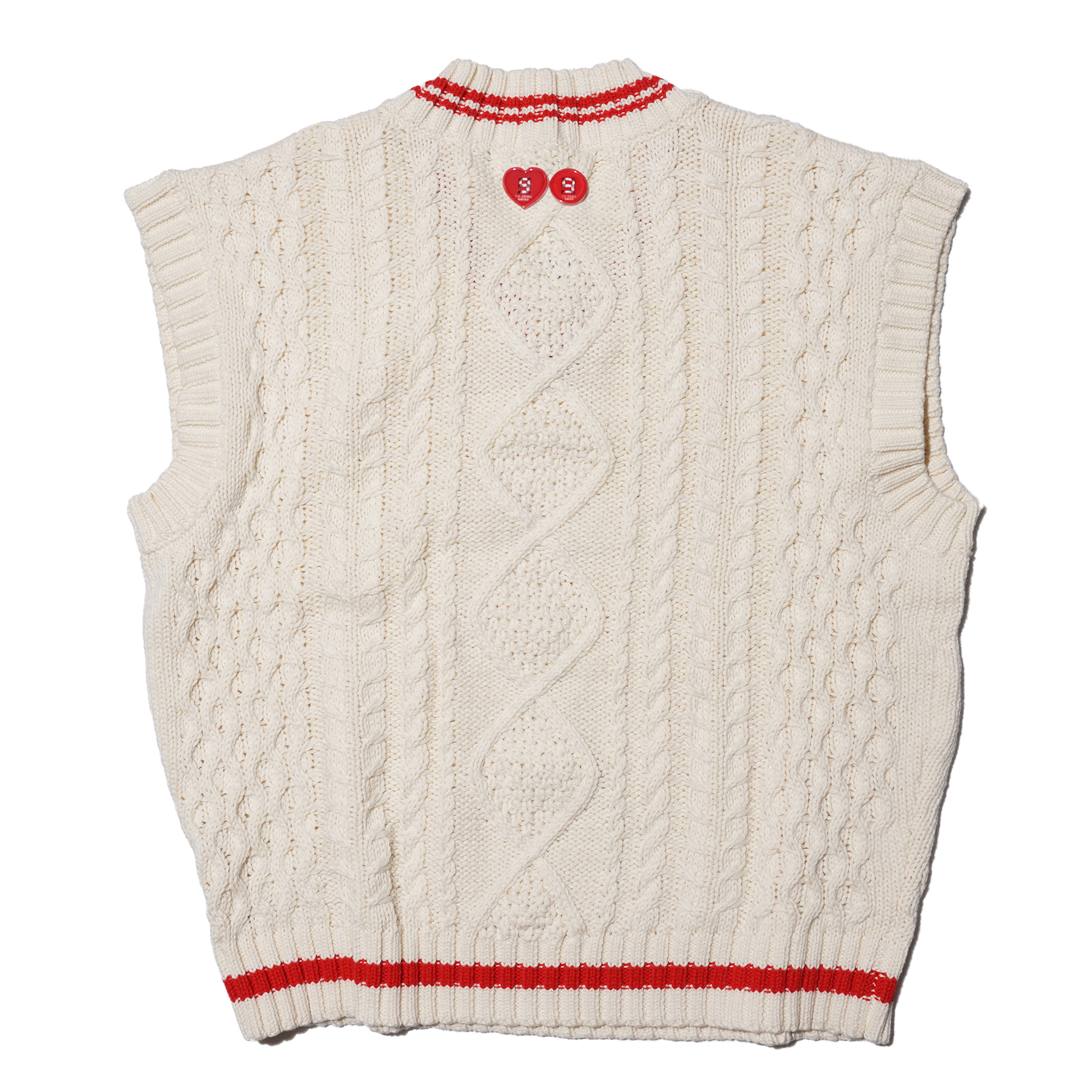 ‘TO ZERO 99/00’ Printed Cable Knit Vest
