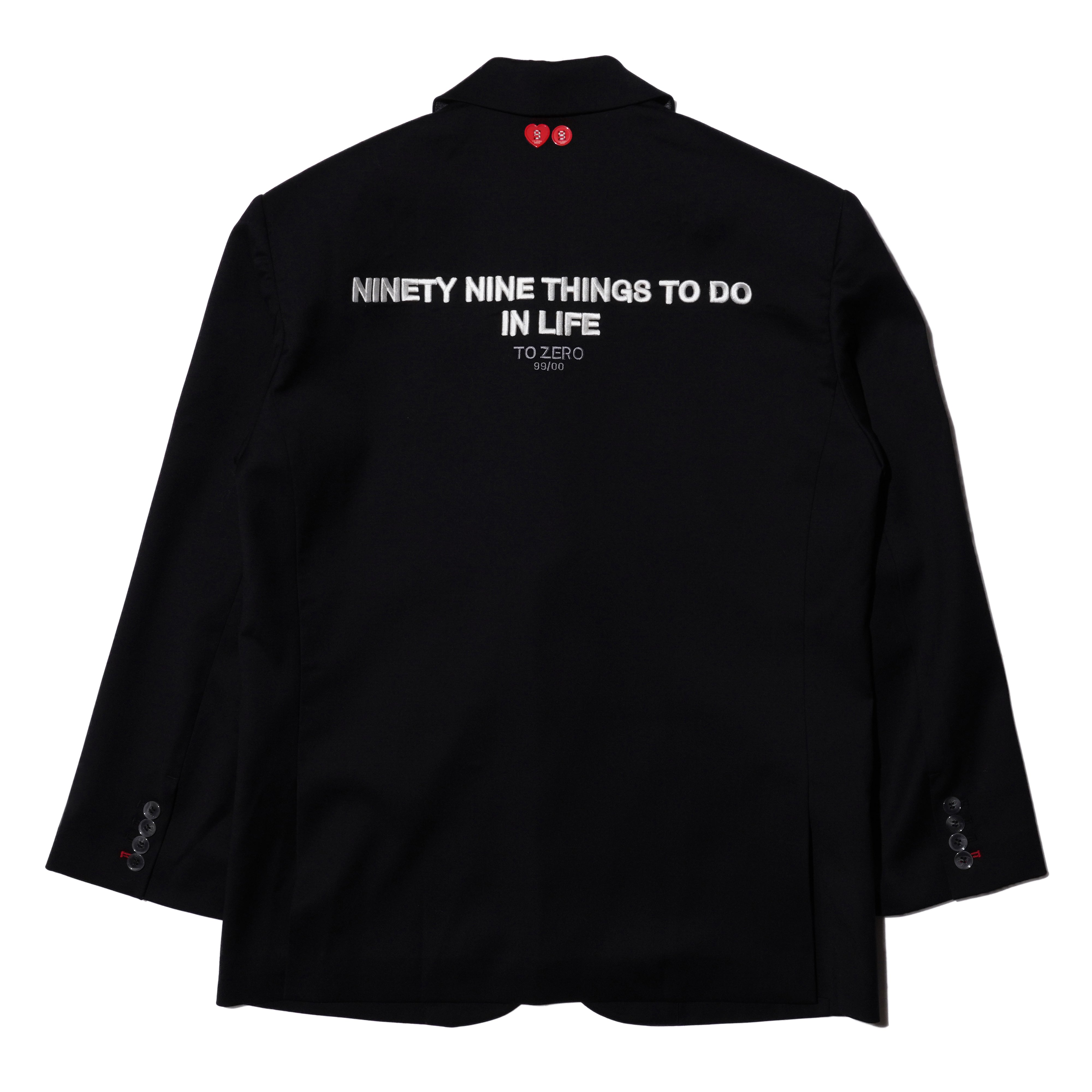 'NINETY NINE THINGS TO DO IN LIFE’ Embroidered Blazer (BLACK)