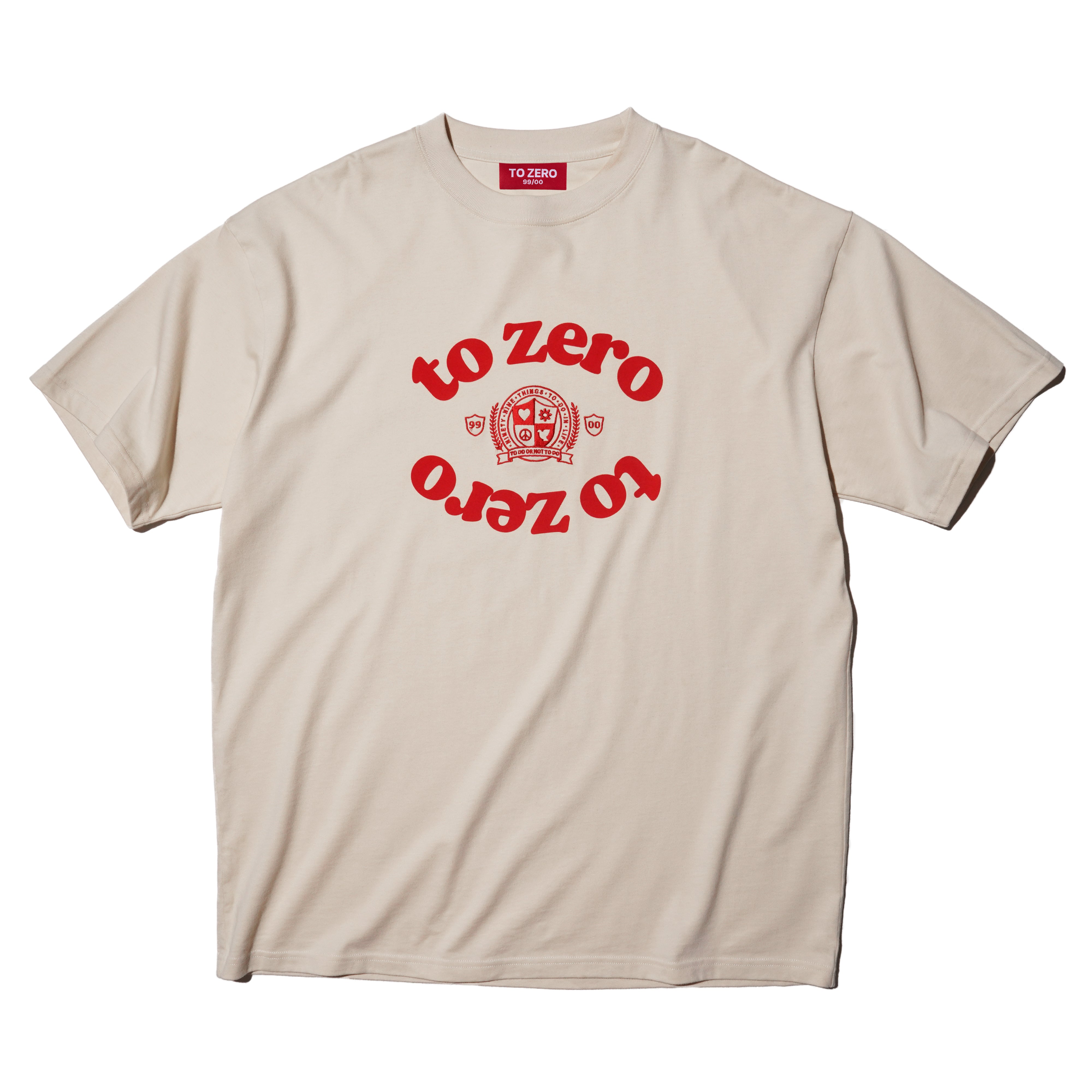 'TO ZERO COLLEGE BADGE' Flocking Print T-Shirt (NAVY)