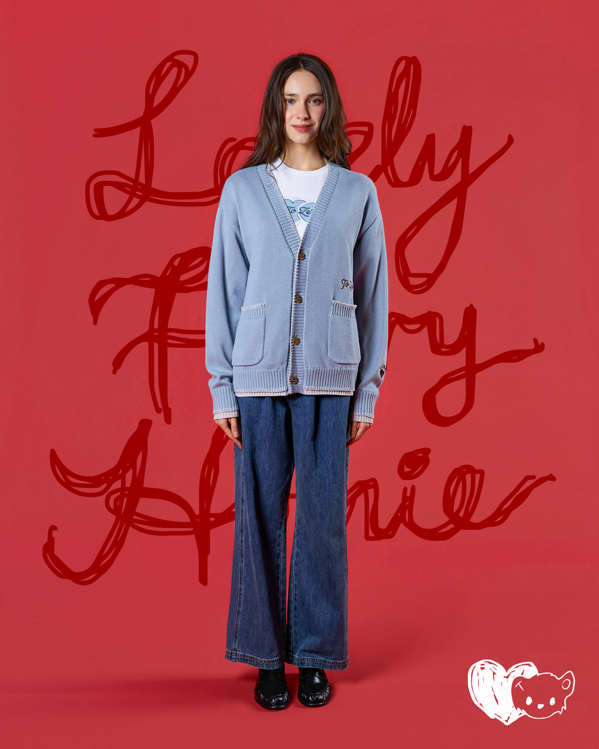 'FUR-FECTLY PAWSOME' CONTRAST CARDIGAN (LIGHT BLUE)