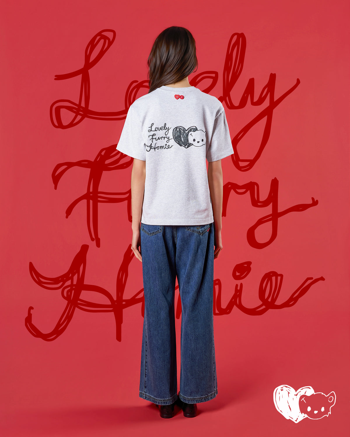 'KOTO FUR-MILY' T-SHIRT (花灰色)