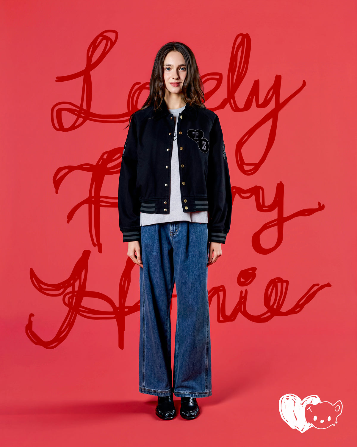 'LOVELY FURRY HOMIE' VARSITY JACKET (BLACK)