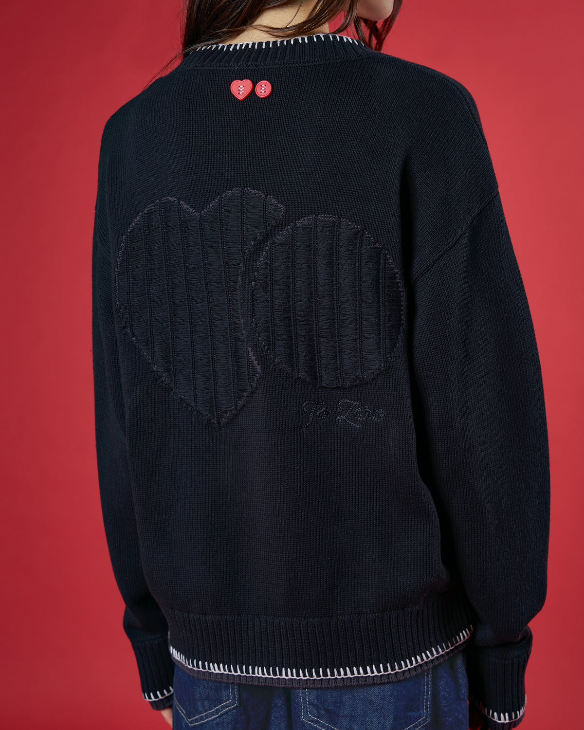 'FUR-FECTLY PAWSOME' CONTRAST CARDIGAN (BLACK)