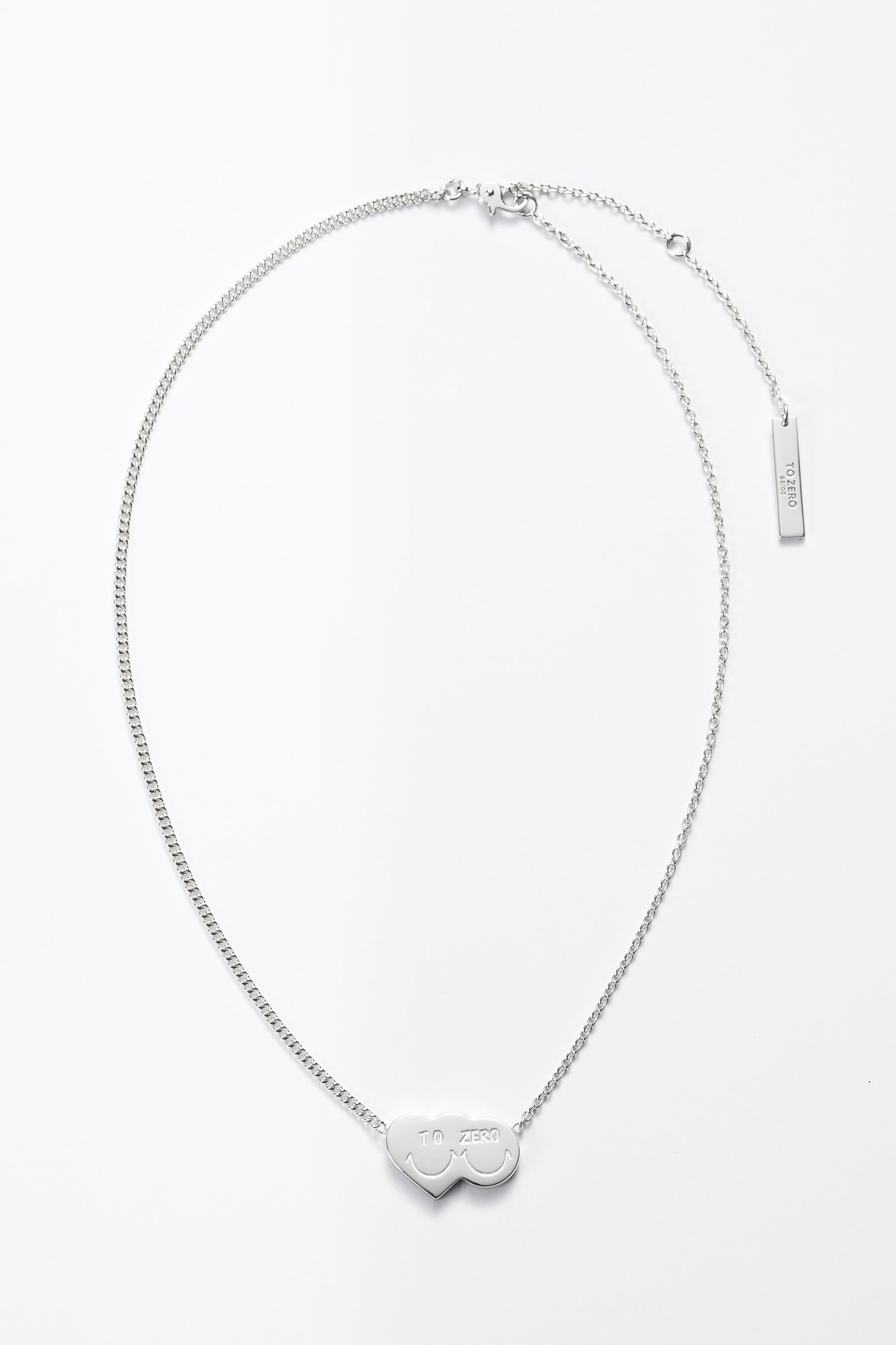 ‘TO ZERO Smiley Face’ Silver Necklace